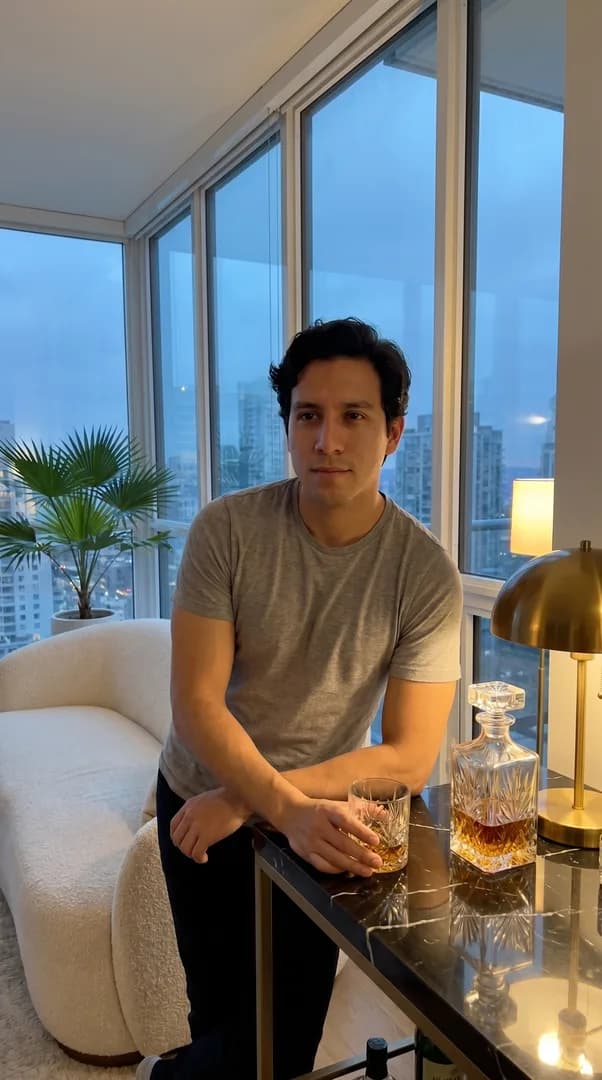 Skybar penthouse di atas kota saat senja